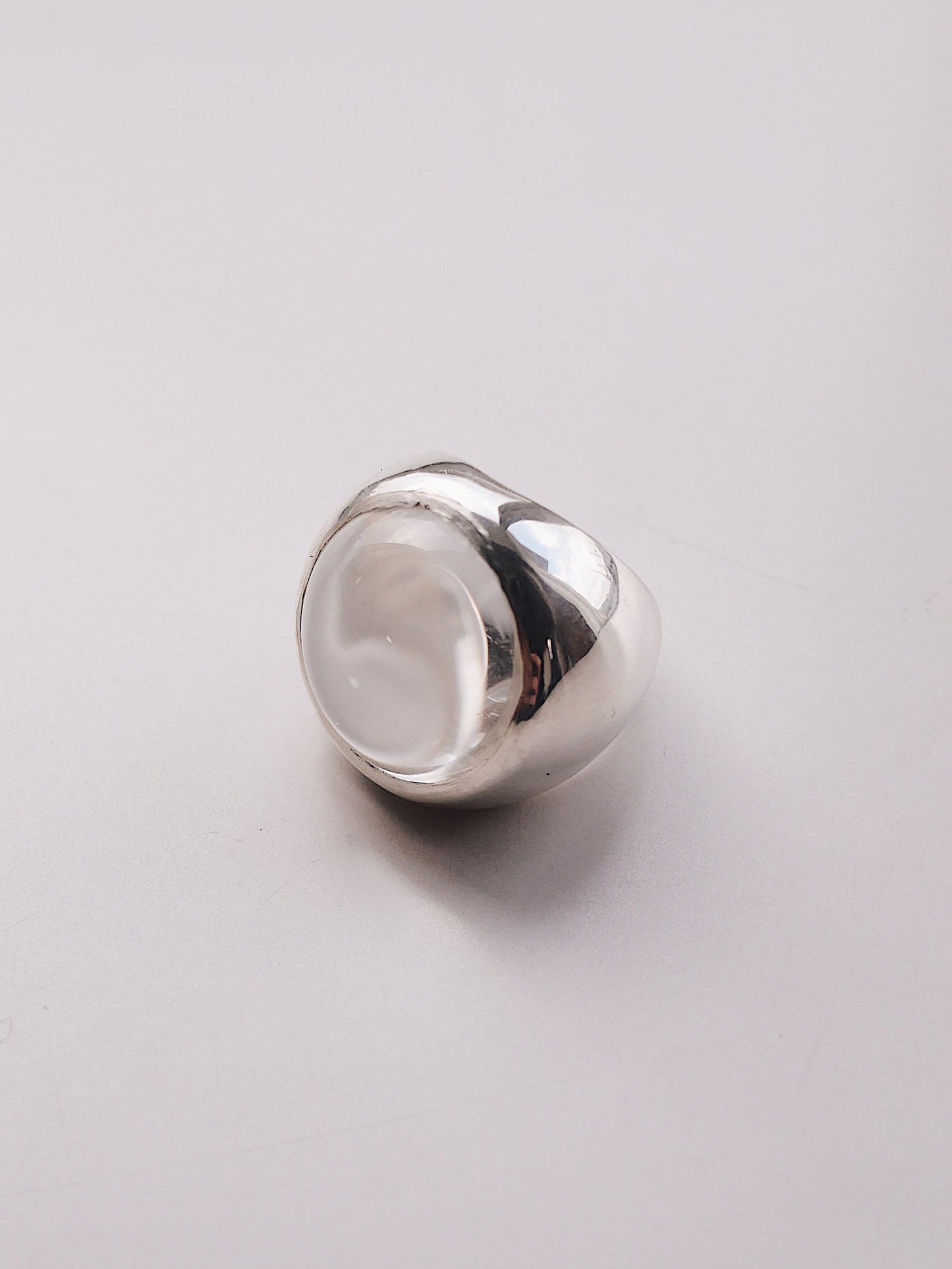 Round sphere rock crystal ring