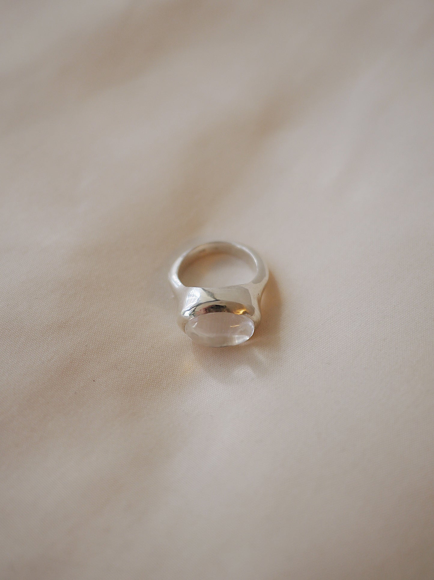 Oval rock crystal ring