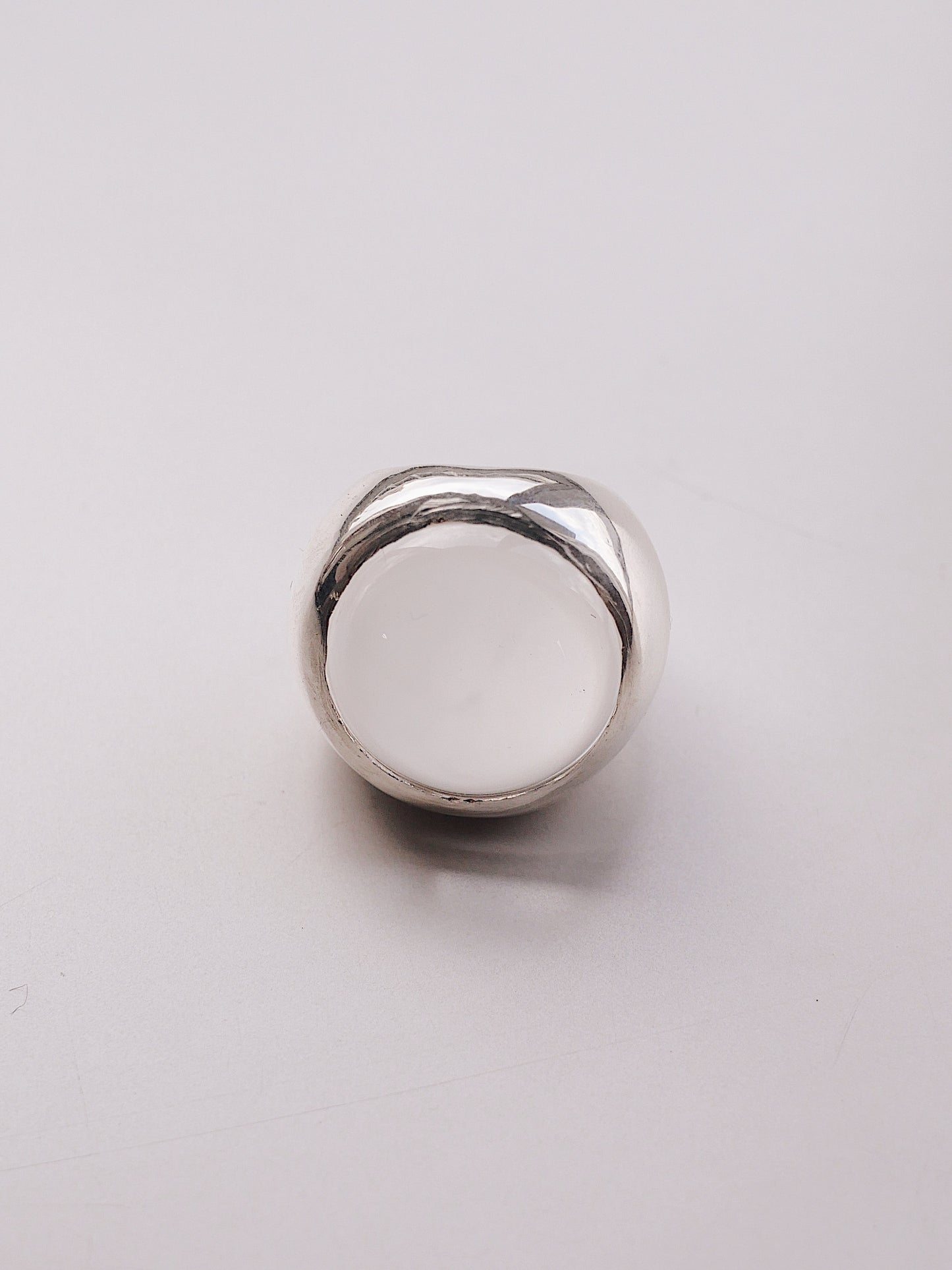 Round sphere rock crystal ring