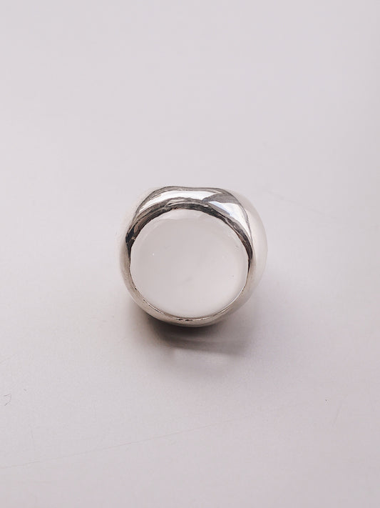 Round sphere rock crystal ring