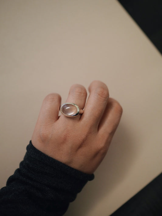 Oval rock crystal ring